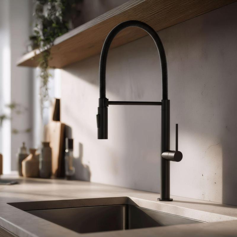 Pure.Sink Luxion Μαύρη ματ βρύση κουζίνας profi με εύκαμπτο στόμιο και 2 τύπους ροής PLXFLEX-10