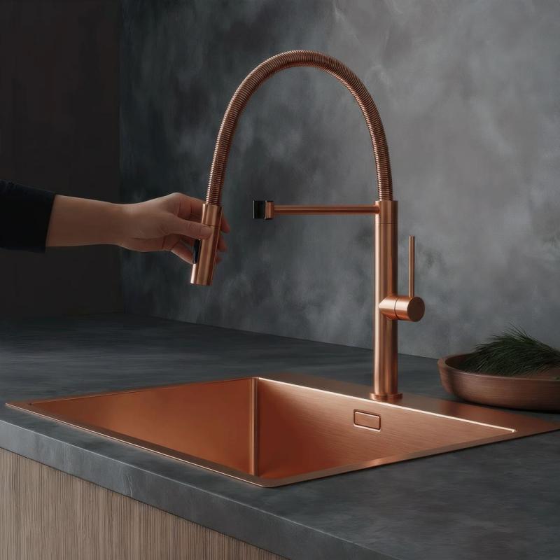 Pure.Sink Luxion Χάλκινη βρύση κουζίνας profi με εύκαμπτο στόμιο και 2 τύπους ροής PLXFLEX-62