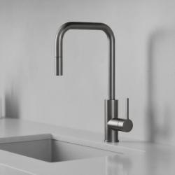 Pure.Sink Luxion Μπρούτζινη βρύση κουζίνας τετράγωνη με αποσπώμενη έξοδο PLXSQUA-61