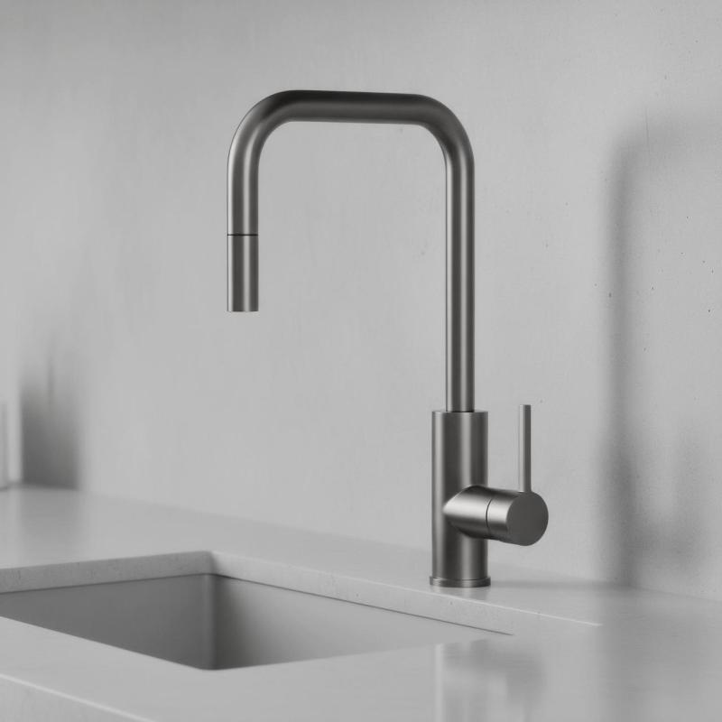 Pure.Sink Luxion Μπρούτζινη βρύση κουζίνας τετράγωνη με αποσπώμενη έξοδο PLXSQUA-61