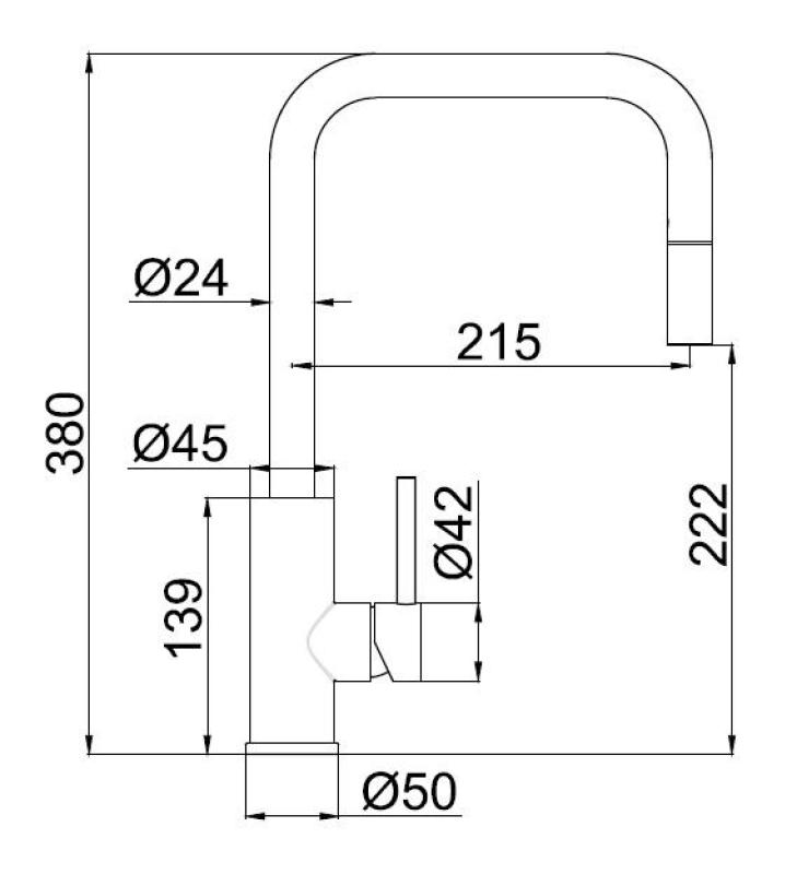 Pure.Sink Luxion Χάλκινη βρύση κουζίνας τετράγωνη με αποσπώμενο στόμιο PLXSQUA-62