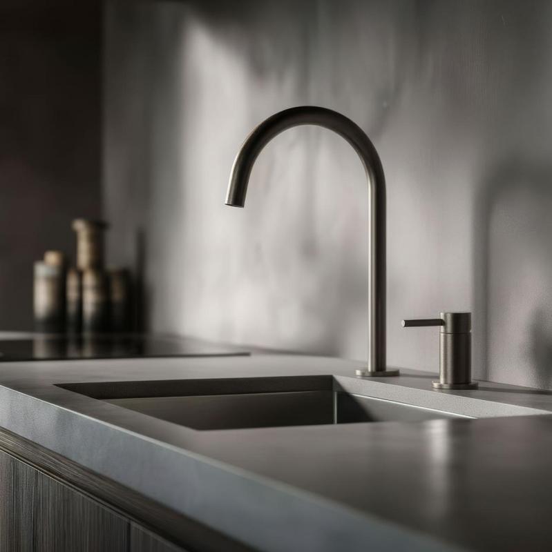 Pure.Sink Luxion 2-όπαλο Gun metal βρύση κουζίνας με στρογγυλή έξοδο PLX2HR-61
