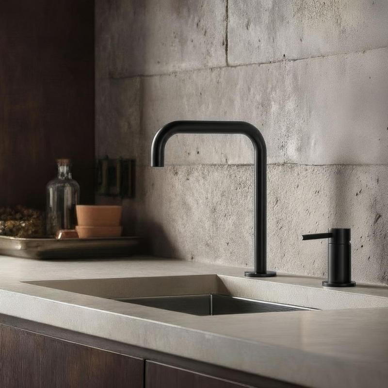Pure.Sink Luxion Μαύρη βρύση κουζίνας 2 οπών με U έξοδο PLX2HU-10