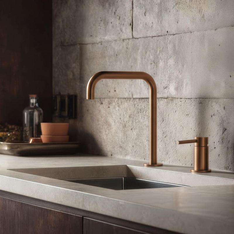 Pure.Sink Luxion Μπρούτζινη βρύση κουζίνας με 2 οπές και U στόμιο PLX2HU-62