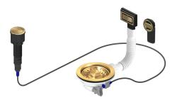 Granitemy Χρυσό σετ αποχέτευσης συμπεριλαμβανομένου του κουμπιού-αποβλήτων με πρίζα, συν ορθογώνια και στρογγυλή υπερχείλιση 1208971743