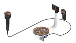 Σετ αποχέτευσης από χαλκό Granitemy συμπεριλαμβανομένου του κουμπιού-αποβλήτων με πρίζα, συν ορθογώνια και κυκλική υπερχείλιση 1208971744