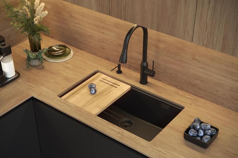 Quadri Newport II μεγάλο και βαθύ νεροχύτη από γρανίτη επιφάνειας και εντοιχισμένο, μπεζ νεροχύτη 76x45cm με χάλκινο φελλό 1208971758