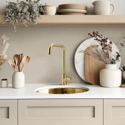 Pure.Sink Rondo Χρυσός Στρογγυλός Νεροχύτης επίπεδης εντοιχίσματος, επίπεδης επιφάνειας και επικάθιστου 38 cm PRN38-60