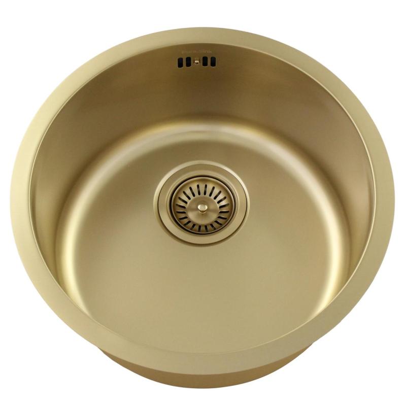 Pure.Sink Rondo Χρυσός Στρογγυλός Νεροχύτης επίπεδης εντοιχίσματος, επίπεδης επιφάνειας και επικάθιστου 38 cm PRN38-60