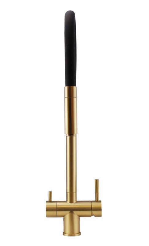 Pure.Sink Elite Steel Flex 3-τρόπος PVD βουρτσισμένο χρυσό κουζινόμπριζο με ευέλικτη έξοδο και φιλτραρισμένο νερό PS8110-60