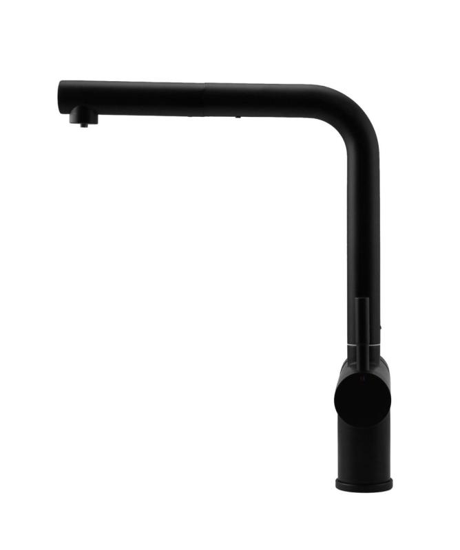 Pure.Sink Elite Steel Clear-S Mat μαύρο 3-δρόμων Κουζινόβρυση με Αποσπώμενη Ροή και Φιλτραρισμένο Νερό PS8120-10