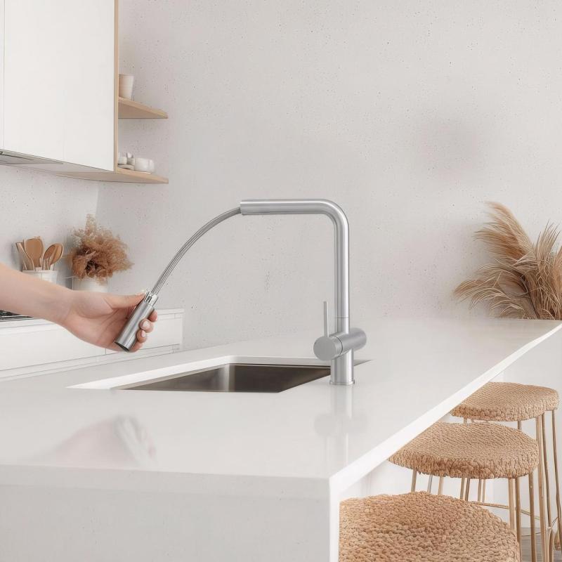 Pure.Sink Elite Steel Clear-S PVD βουρτσισμένο χρυσό 3-δρόμων Κουζινόμπριζο με Αποσπώμενη Έξοδο και Φιλτραρισμένο Νερό PS8120-60