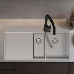 Pure.Sink Exclusivo Ανοξείδωτο νεροχύτη 1,5  με αποστραγγιστικό 100x52 cm Βρύση δεξιά PEX3418100RT-02