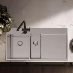 Pure.Sink Exclusivo Ανοξείδωτο νεροχύτη 1,5  με αποστραγγιστικό 100x52 cm Βρύση αριστερά PEX3418100LT-02