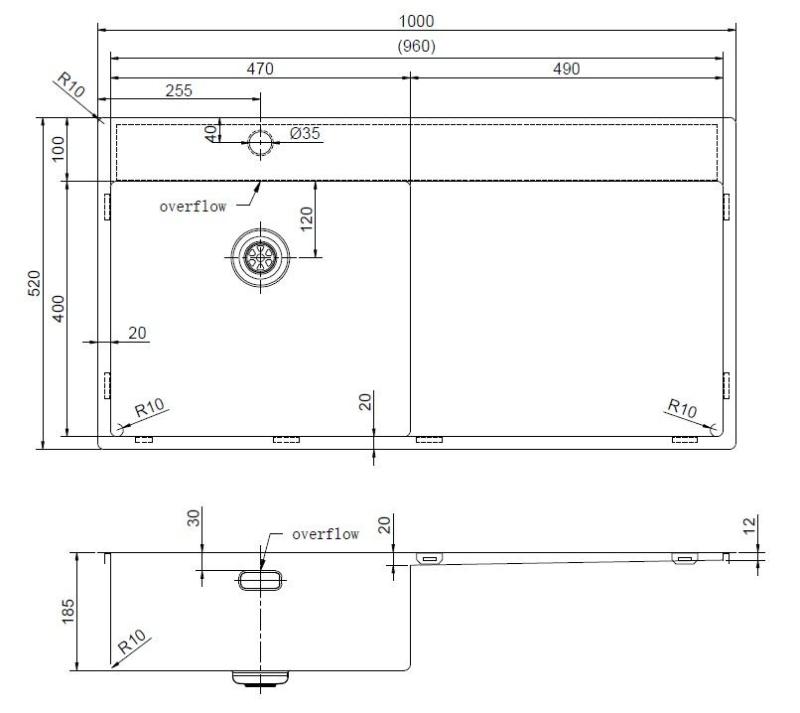 Pure.Sink Exclusivo Χάλκινο νεροχύτη με αποστραγγιστικό τμήμα 100x52 cm Βρύση αριστερά PEX47100LT-62