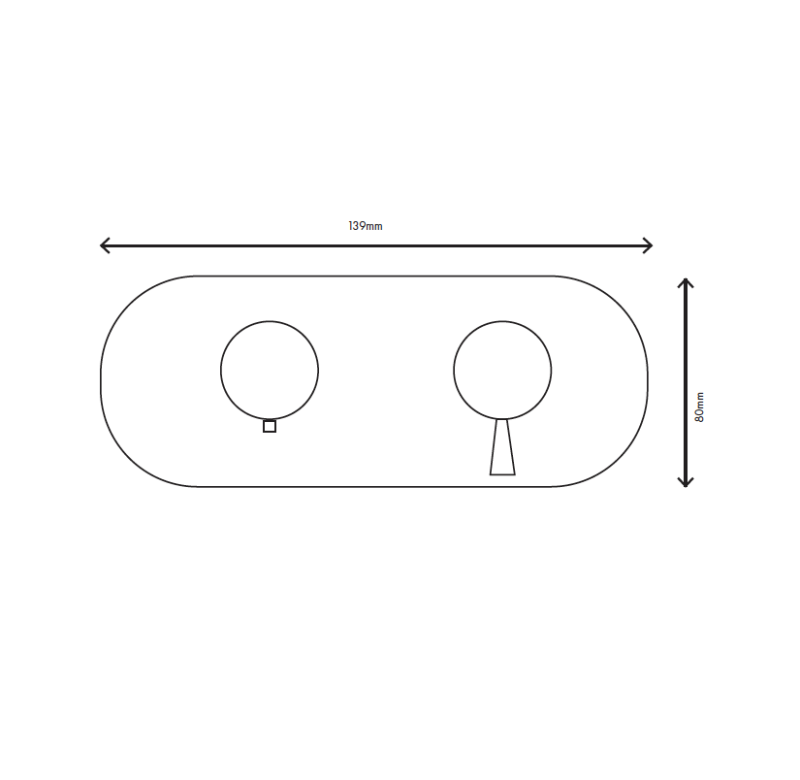 MURO TUA Εντοιχισμένη θερμοστατική βρύση ντους με 2 εξόδους χρώμιο M1.B32T.S.CR