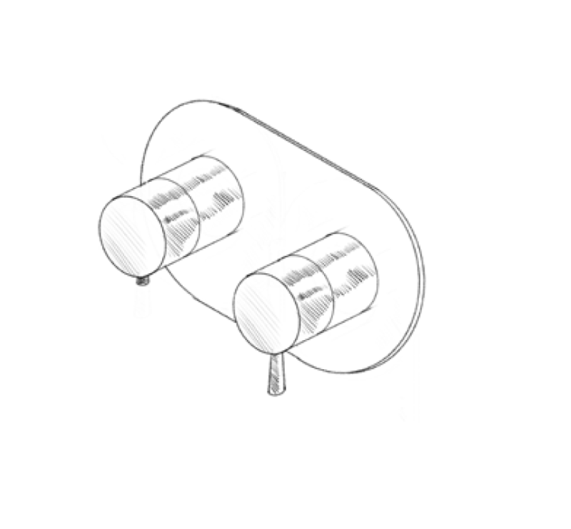 MURO TUA ενσωματωμένη θερμοστατική βρύση ντους με 3 εξόδους χρώμιο M1.B33T.S.CR