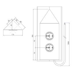 Indux Corner Ενεργειακή στήλη με 2 πρίζες Γείωση Γωνία Gun metal 1208972286