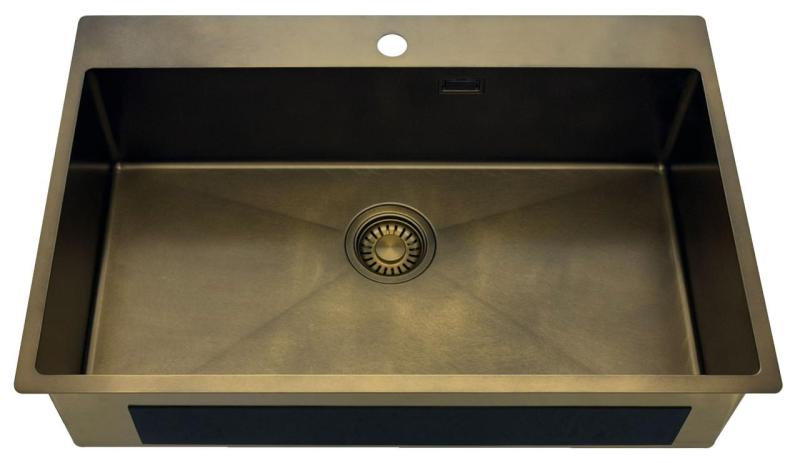 Pure.Sink Luxion Μεγάλο PVD Αντίκα Χάλκινο νεροχύτη 78x50 cm Tapwing με οπή για βρύση και ράφι PLX7850T-64