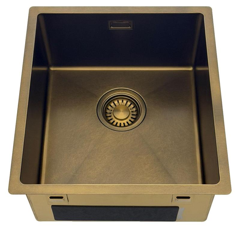 Pure.Sink Luxion PVD Αντίκα Χάλκινο νεροχύτη 36x40 cm υποστύλωμα, επίπεδη εγκατάσταση και επιφανειακή εγκατάσταση  με ράφι βάσης PLX3640-64