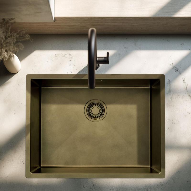 Pure.Sink Luxion PVD Αντίκα Χάλκινο νεροχύτη 55x40 cm υποστύλωμα, επίπεδη εγκατάσταση και επιφανειακή εγκατάσταση  με ράφι βάσης PLX5540-64