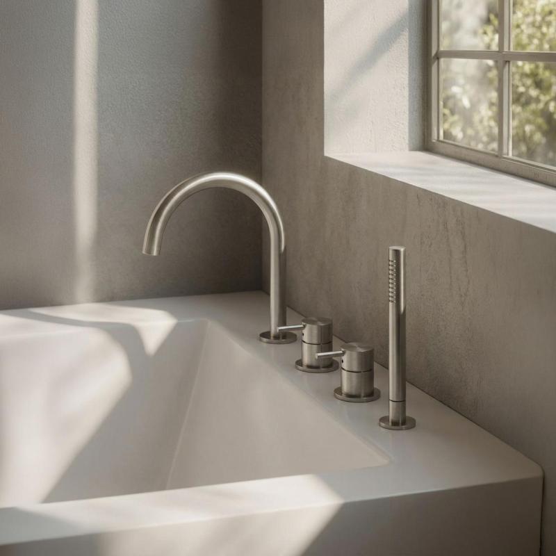 MURO TUA Εντοιχισμένος μείκτης με στρογγυλή έξοδο και αφαιρούμενο ντους χεριού χρώμιο 1208972441