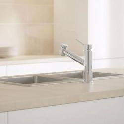 Aquanello Voss Μονόχειρη βρύση κουζίνας χρωμίου με αποσπώμενο στόμιο και λειτουργία ψεκασμού CR-7200-VS