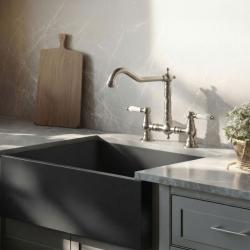 Aquanello Heritage Manor Κλασική κουζίνα Νοσταλγική γέφυρα Βρύση κουζίνας Χρώμιο με λευκό μοχλό CR-0010-HM