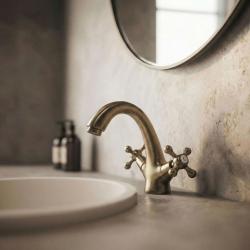 Aquanello Heritage Ascot Κλασική νοσταλγική μπαταρία νιπτήρα από μπρούντζο BN-4101-HA