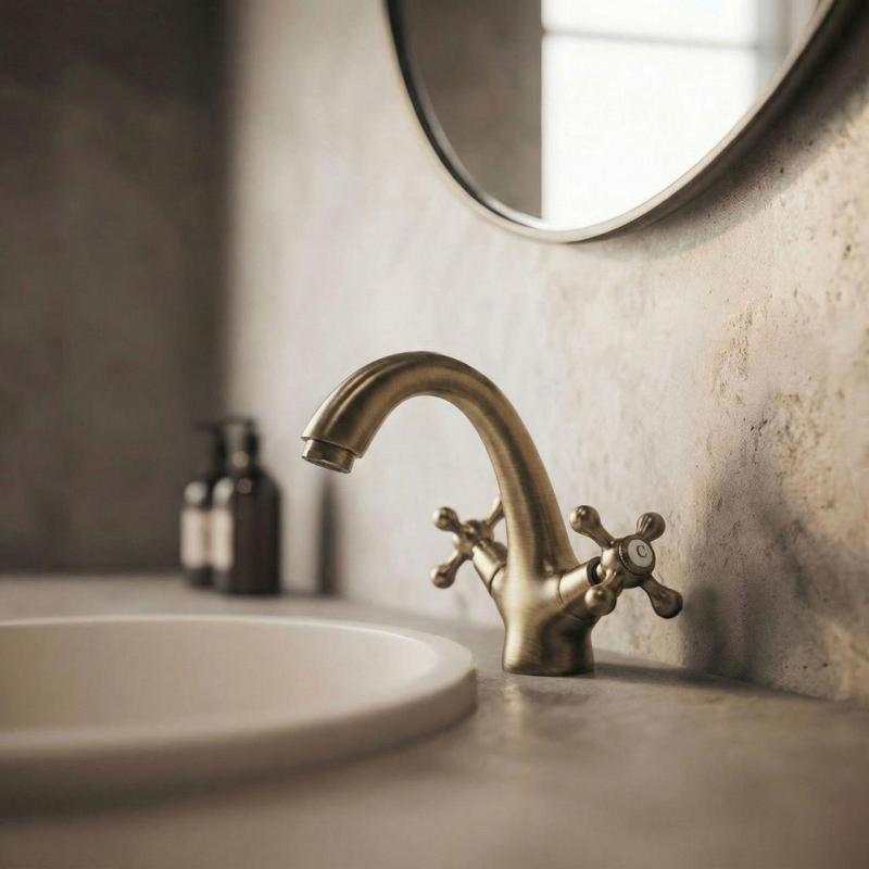 Aquanello Heritage Ascot Κλασική νοσταλγική μπαταρία νιπτήρα από μπρούντζο BN-4101-HA