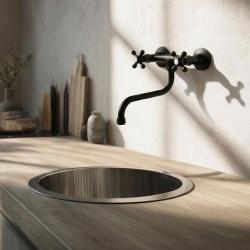 Aquanello Heritage Ascot Κλασική κουζίνα Τοίχος βρύση Μαύρο BL-4111-HA