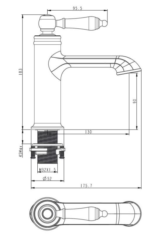 Aquanello Heritage Manor Κλασικός νοσταλγικός μείκτης νιπτήρα από μπρούντζο BN-1001-HM