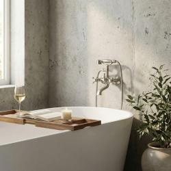 Aquanello Heritage Ascot Κλασική επιτοίχια βρύση μπάνιου με κουμπιά αστέρι από ανοξείδωτο χάλυβα, συμπεριλαμβανομένου χειροκίνητου ντους NB-3002-HA