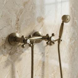 Aquanello Heritage Ascot Κλασικό σετ ντουζιέρας με κουμπιά σε σχήμα αστεριού, χάλκινο, με χειροκίνητη ντουζιέρα BN-2002-HA