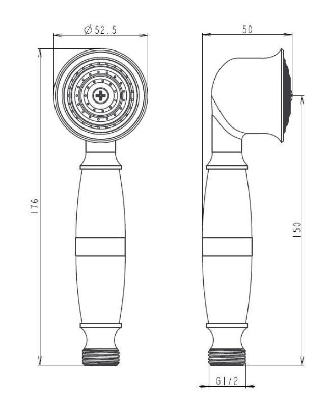 Aquanello Heritage Collection Κλασική χειρολαβή ντους χρώμιο CR-9001-HC