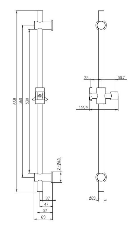 Aquanello Heritage Collection Κλασική ράβδος ολίσθησης 668 mm Μπρονζέ BN-9004-HC
