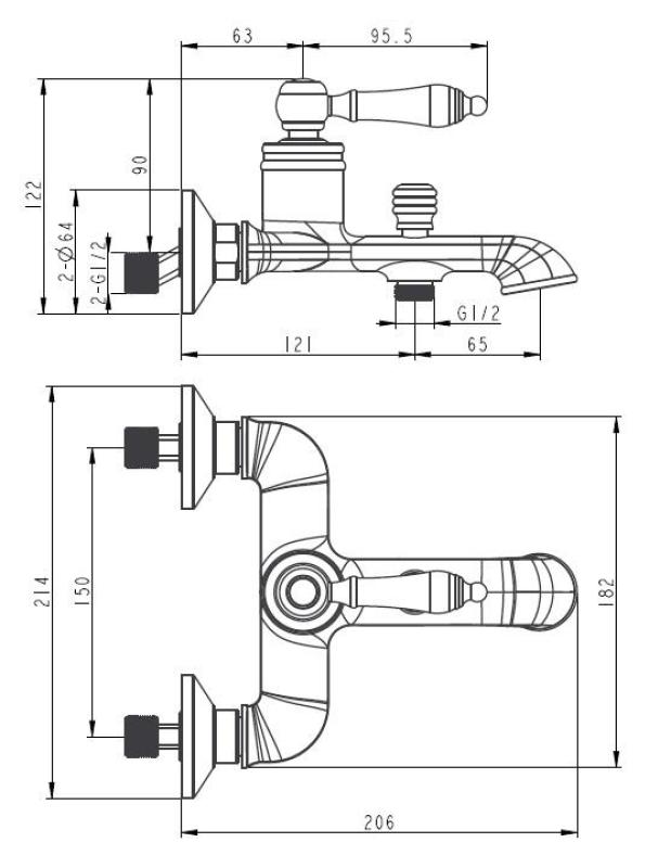 Aquanello Heritage Manor Κλασική Μπανιέρα Μπαταρία Μπρούντζος BN-3001-HM
