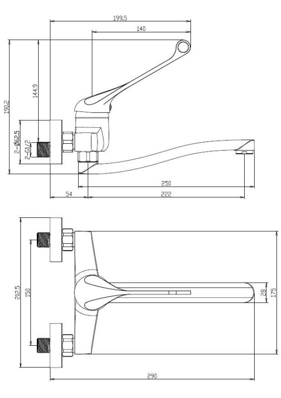 Aquanello Medic Κουζίνα Χειρολαβή με μακρύ χερούλι Χρώμιο CR-1005-MD