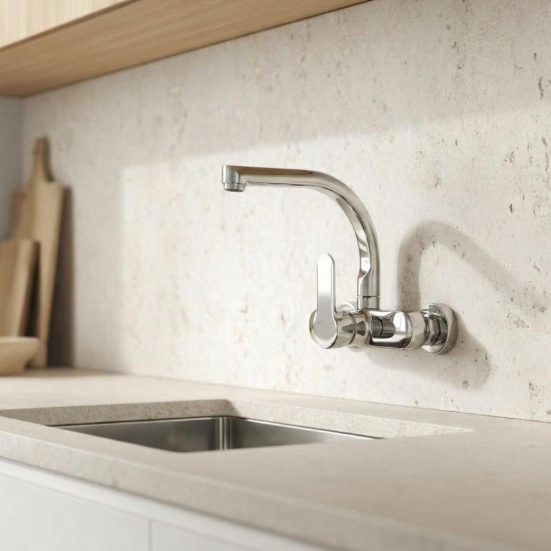 Aquanello Casa Κουζίνα Βρύση τοίχου με επάνω έξοδο Χρώμιο CR-1003-CS