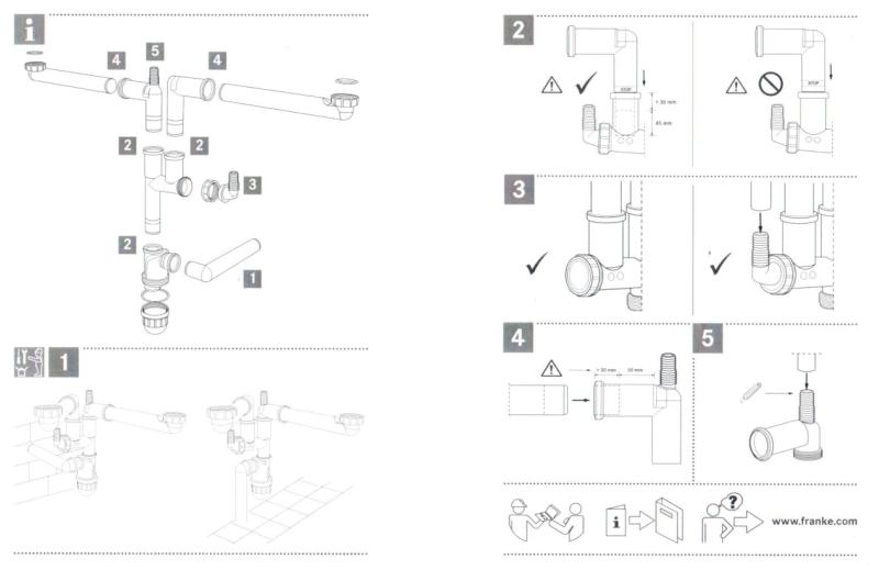 Φράνκε σετ αποχέτευσης εξοικονόμησης χώρου για νεροχύτη κουζίνας με 2 γούρνες Spazio 2 2269