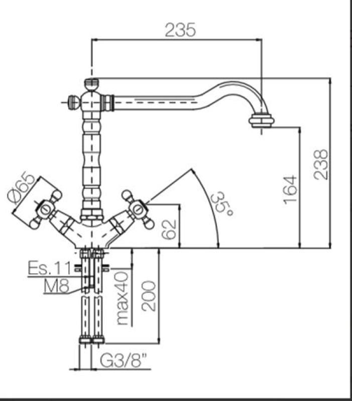 PB Νοσταλγική βρύση κουζίνας V1910 Χρώμιο